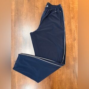 NIKE Dri-Fit Navy Joggers Pants Athletic Leg Opening Zipper. Size L